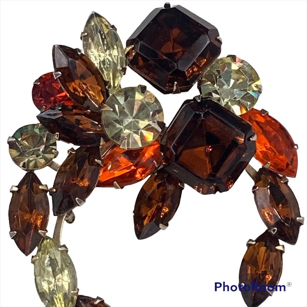 Stunning Vintage Topaz Rhinestone Swag Brooch